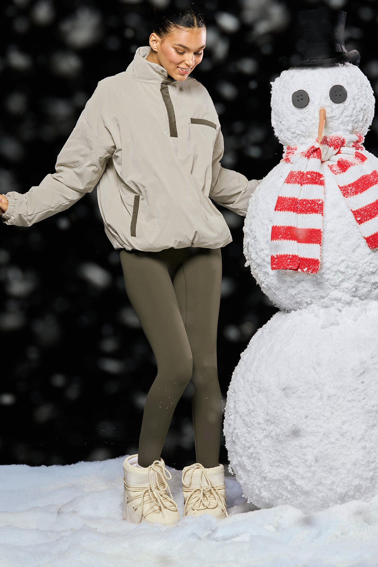 NYLON PUFF QUARTER SNAP JACKET - SPARROW - Image 2