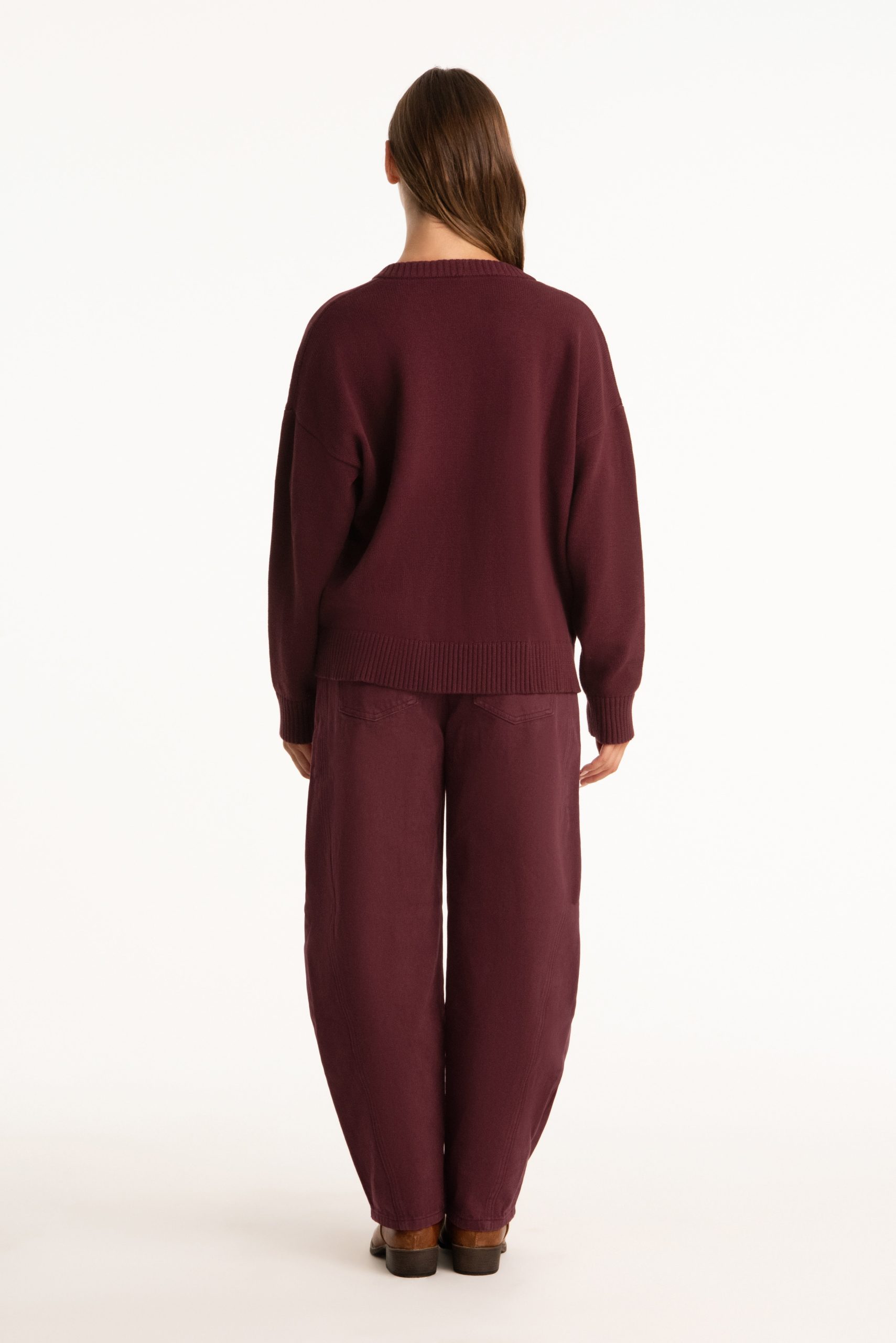 SET X PARKE COTTON V-NECK SWEATER - RHUBARB - Image 5