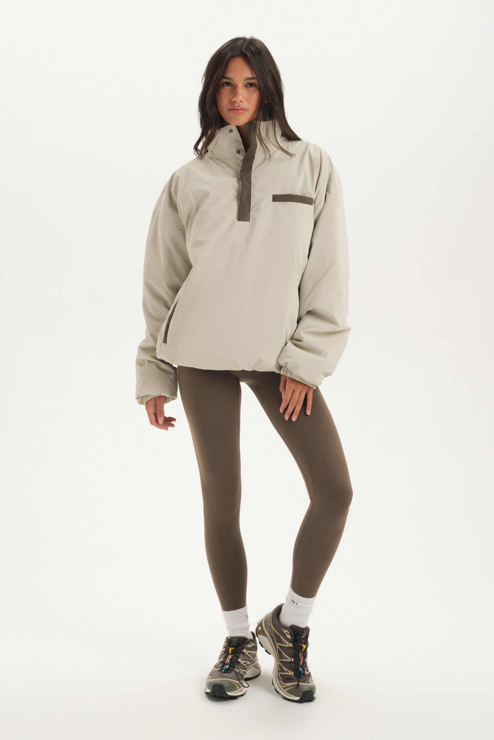 NYLON PUFF QUARTER SNAP JACKET - SPARROW - Image 3