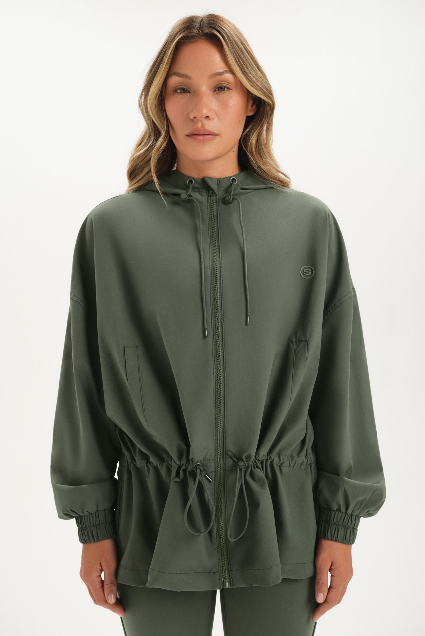 NYLON TRACK CINCHED WINDBREAKER - GROTTO