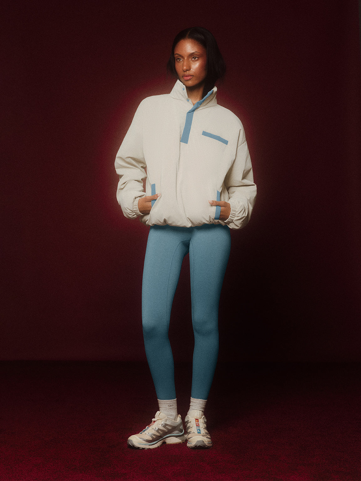 NYLON PUFF QUARTER SNAP JACKET - GLISTEN - Image 2