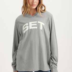 CLASSIC COTTON DAILY VARSITY LONG SLEEVE - FOG HEATHER GREY