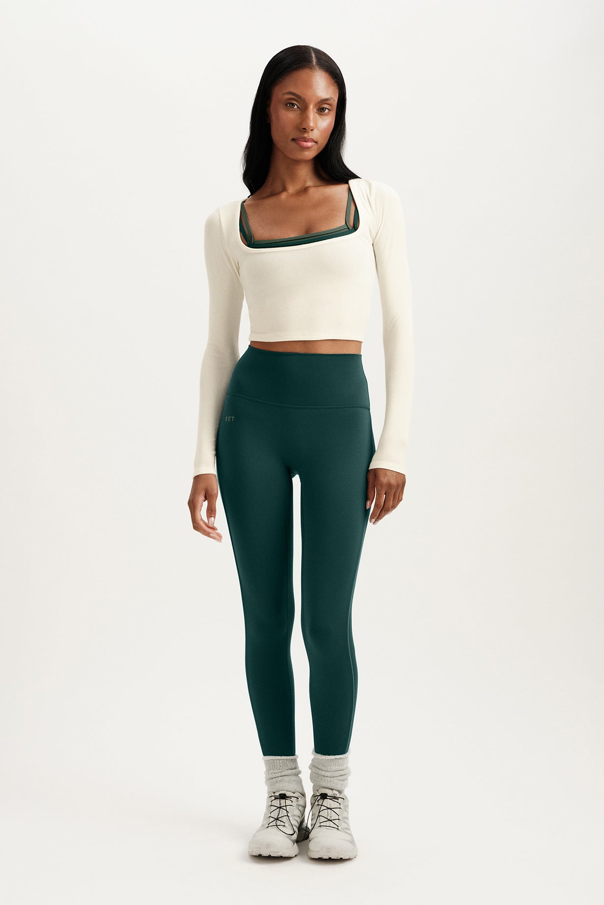 RIBBED MODAL BODY SQUARENECK LONG SLEEVE - DUST - Image 4