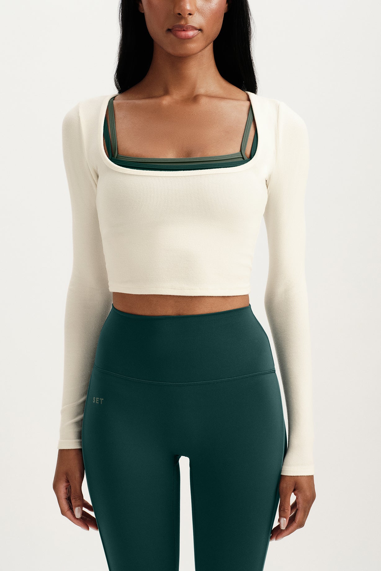 RIBBED MODAL BODY SQUARENECK LONG SLEEVE - DUST - Image 6