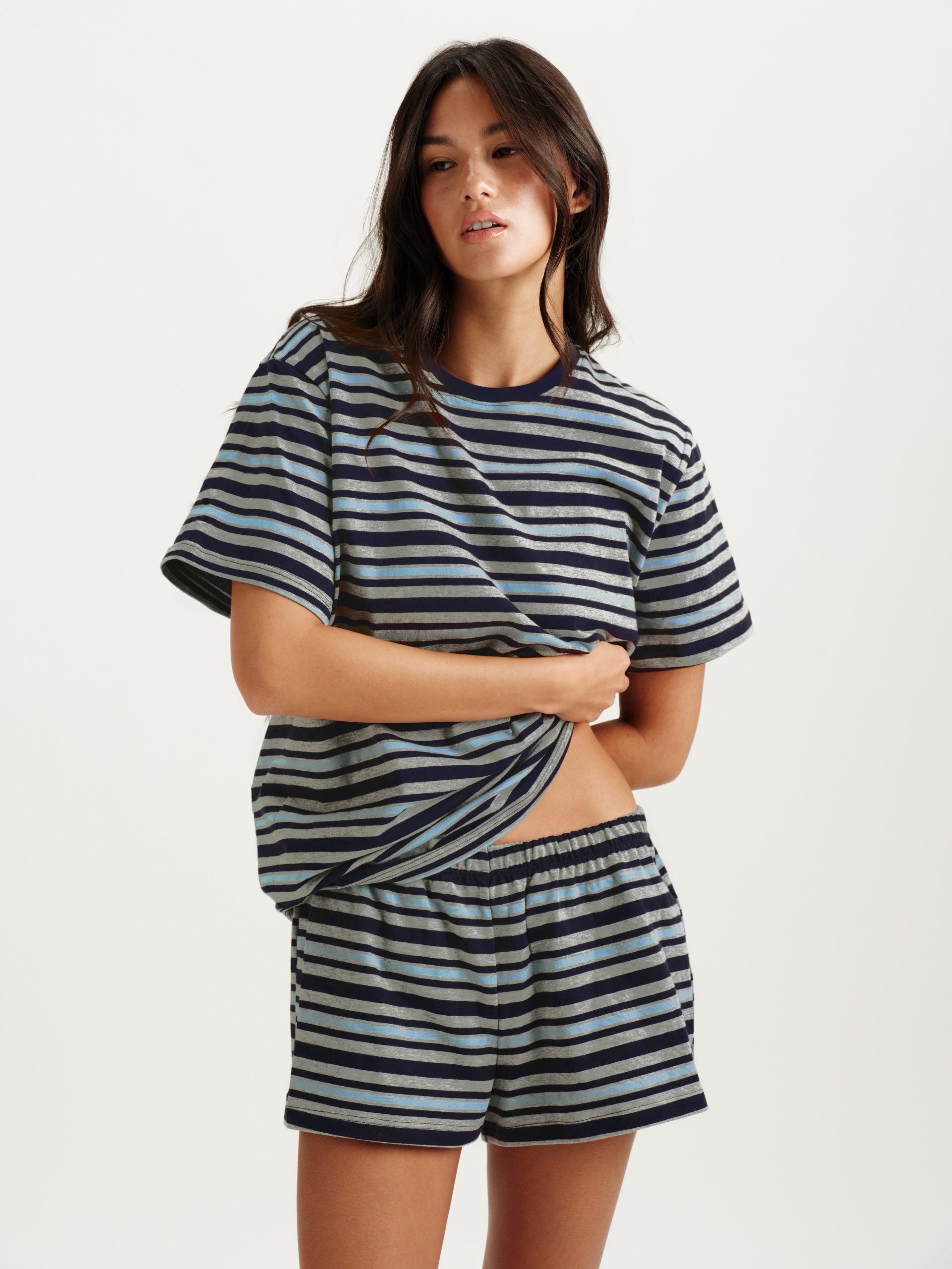 CLASSIC COTTON DAILY STRIPE BOYFRIEND TEE - WASHED - Image 2