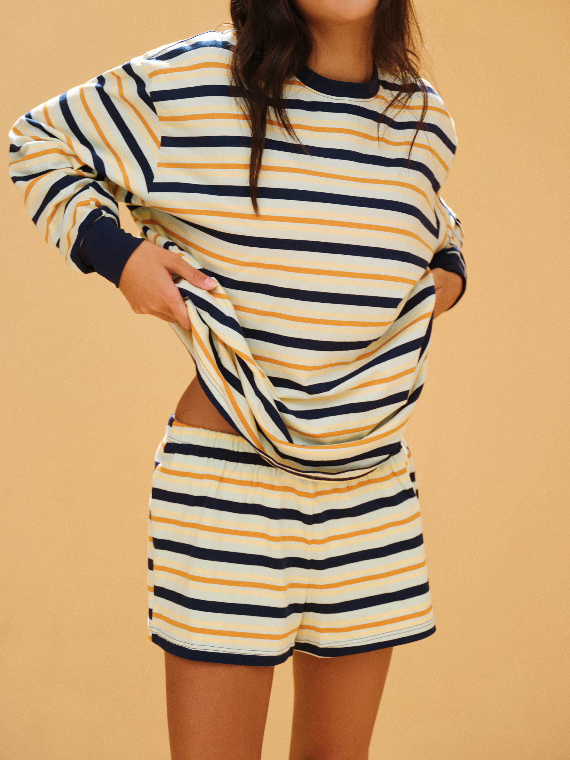 CLASSIC COTTON DAILY STRIPE CUFFED LONG SLEEVE - ZEST - Image 4