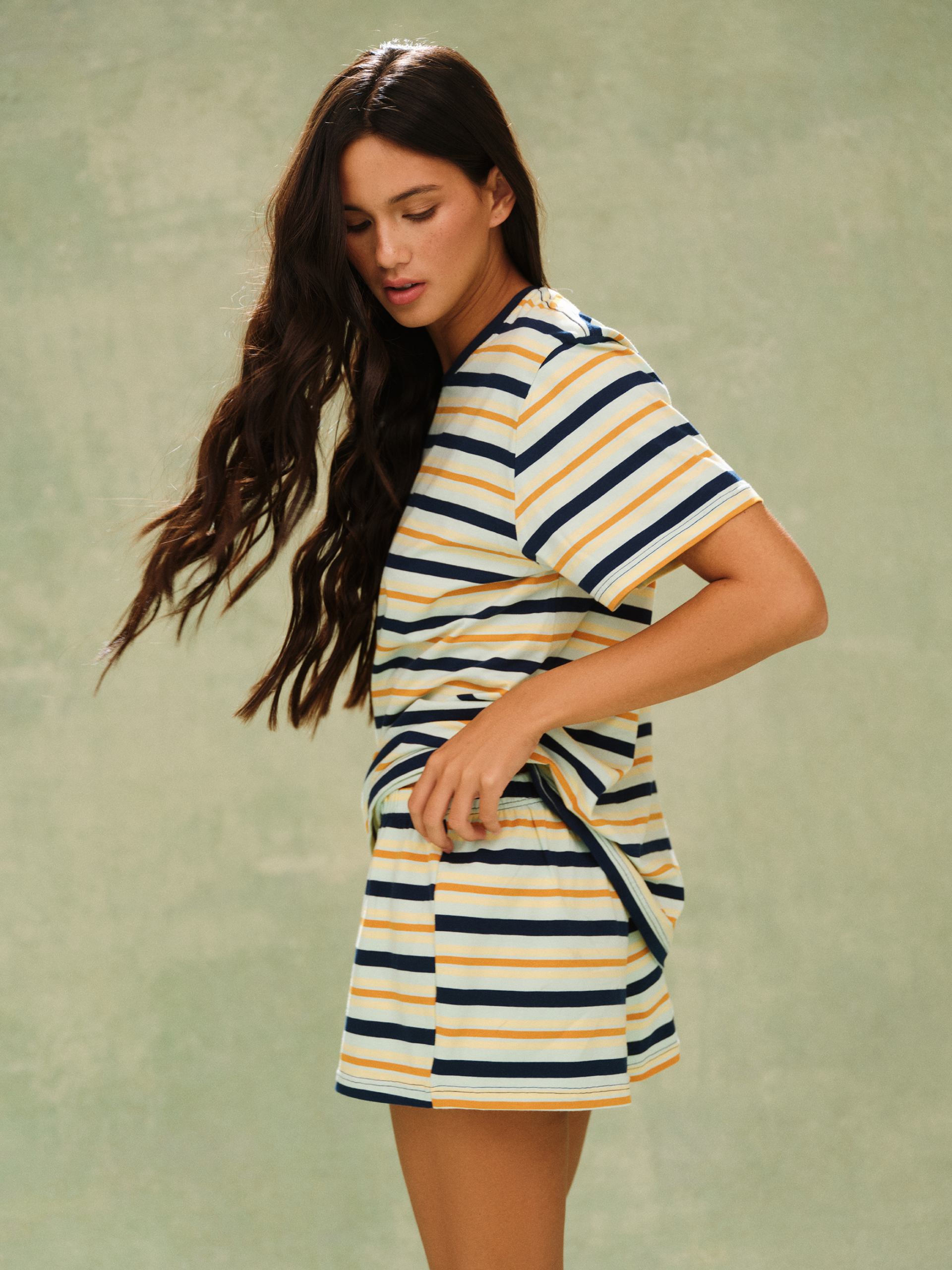 CLASSIC COTTON DAILY STRIPE BOYFRIEND TEE - ZEST - Image 4