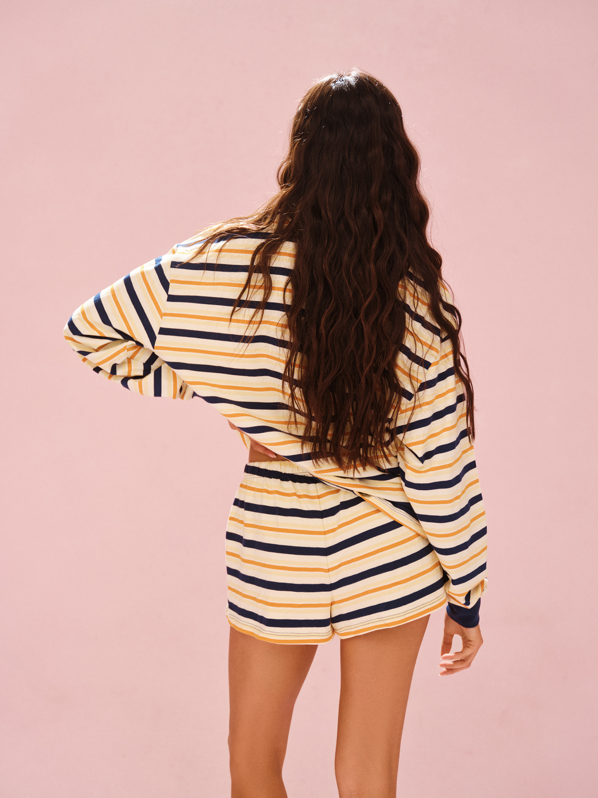 CLASSIC COTTON DAILY STRIPE CUFFED LONG SLEEVE - MELON - Image 4
